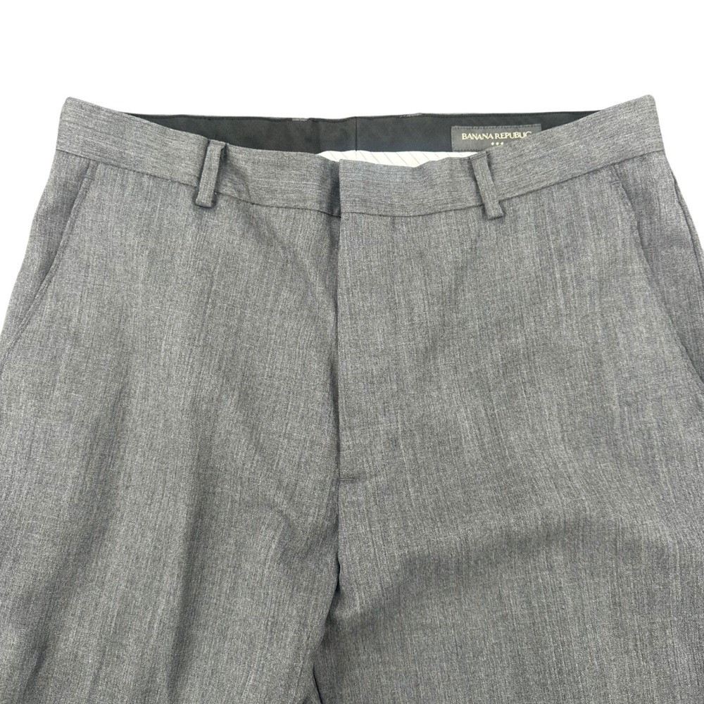 Banana Republic Mens Grey 100% Wool Dress Pants Flat Front Straight Leg 35x32 - Picture 2 of 8